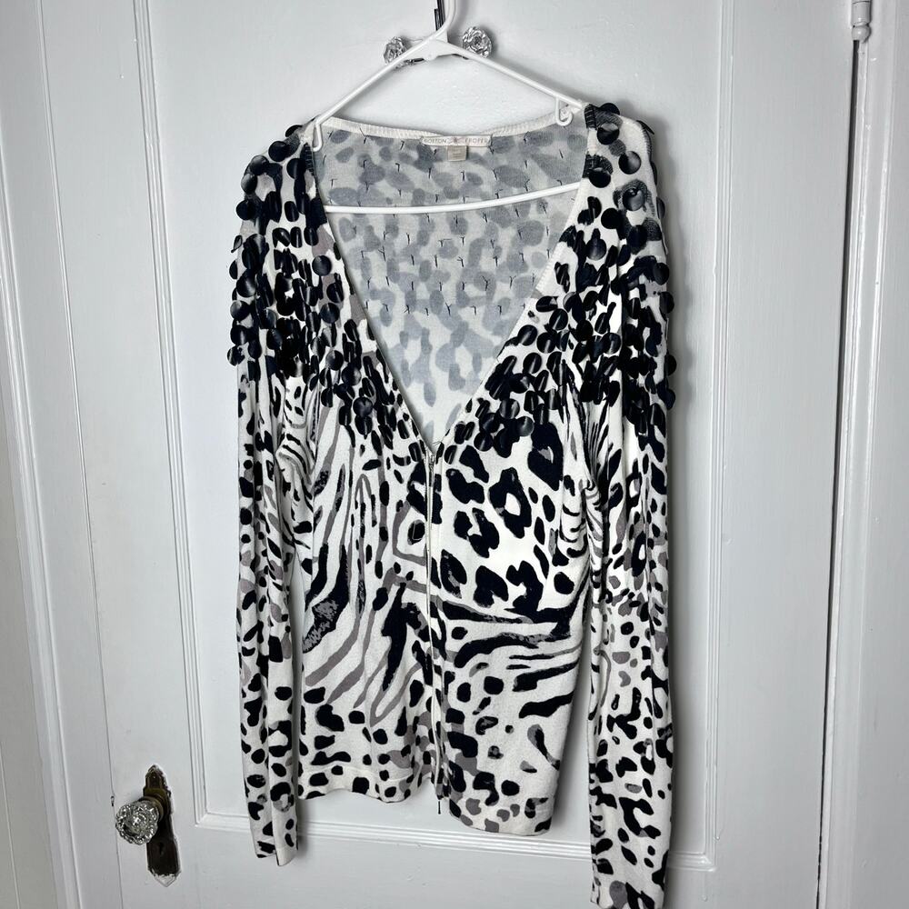 Vintage Y2K Boston Proper Zebra Bauble Slouchy V-neck Cardigan Women's Small
